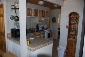 looking into kitchen