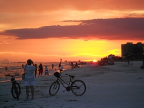 Sunset from the beach across the street. Best to arrive 15 minutes before.