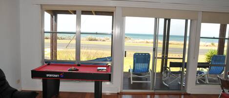 Living room with pool table