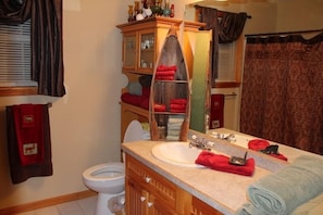 master bath upstairs; shower/bath combo traditional