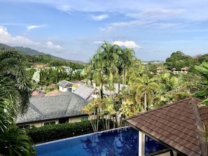 Beautiful open view across the valley from the covered balcony