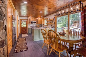 Dining area with view of kitchen