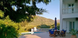 Pool terrace at The Walnut Tree