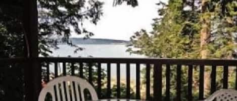 View from the covered deck where you can enjoy your morning coffee.