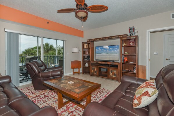 Living room with large TV