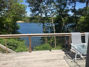 Rear deck overlooking pond