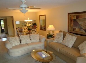 Relax in the cozy family room after a day in the sun.