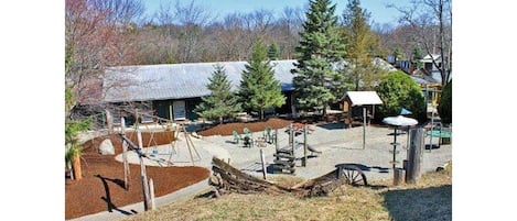 Back view of the Lodge. Let the kids play on the big playground!