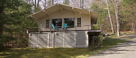 Large windows and deck provide a good view or Frenchman Bay.