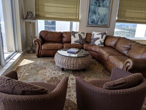 main living room with beautiful gulf views
