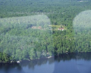 .View from  plane over pushaw lake, access is 400 yards  canoe and kayacs free