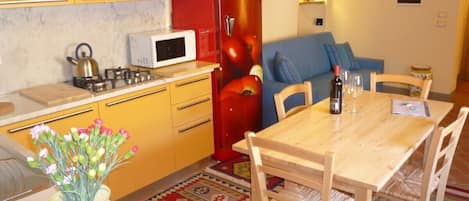 Kitchen and dining area- living room