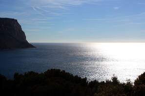 View of Cap Canaille and sea from balcony