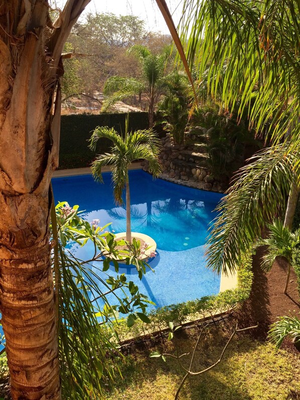 The Lovely view down to our pool from our master bedroom...