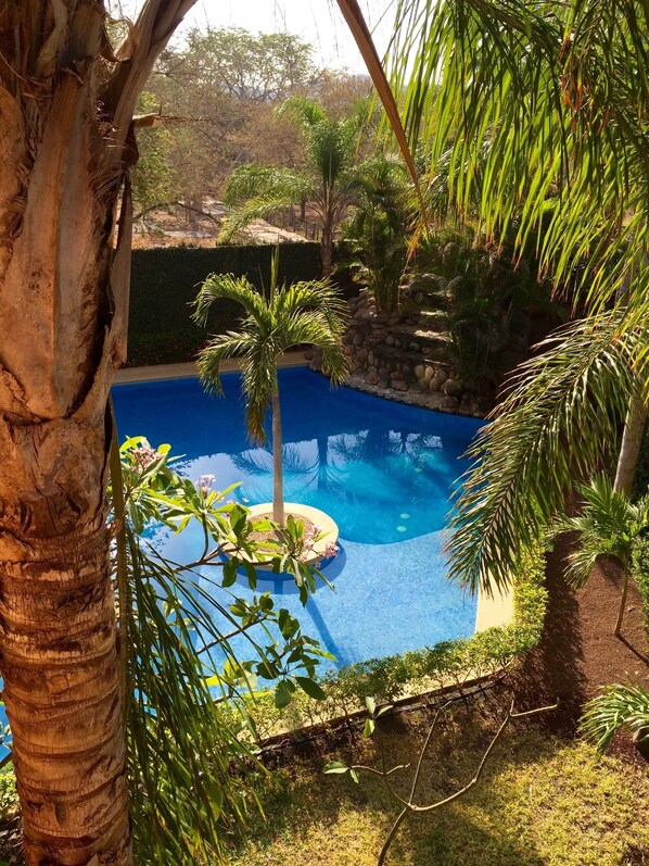 The Lovely view down to our pool from our master bedroom...