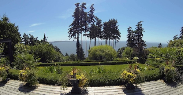 View of Semiahmoo Bay and San Juan Islands from the deck of the Main house