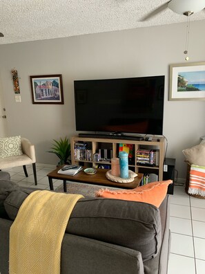 Large curved Smart TV in livingroom.