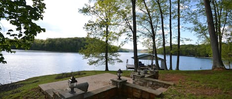 From the patio to the dock.  Property sits on the peninsula.
