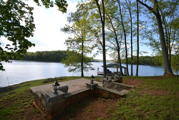 From the patio to the dock.  Property sits on the peninsula.