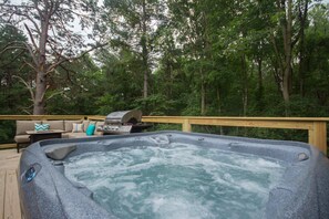 Modern, bubbly hot tub