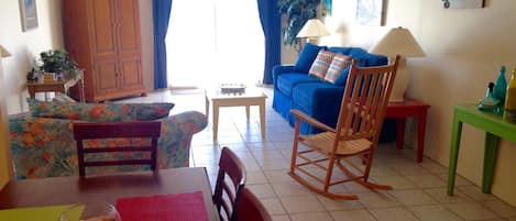 from dining room looking into living room and oceanfront balcony...amazing views