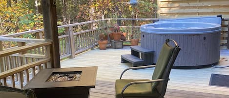 Fire Pit and Hot Tub on Deck overlooking the mountain and view