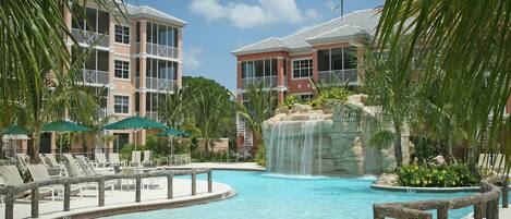 The Resort Pool with Beach Entry and Waterfall