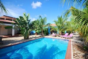 View of the pool looking at Villa Bartol (white villa)