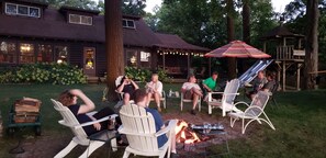 Relax with family and friends enjoy firepit on bluff Lake Michigan.