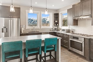 Mountain views through the kitchen windows