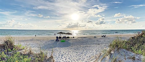 Our beach setup available to our guests! Private dunes from our gated complex.