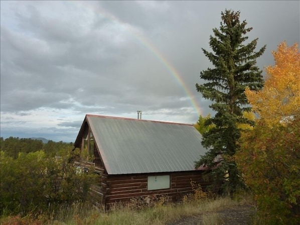 Cozy cabin in autumn