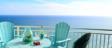 Balcony view of the Incredible blue hues of the Gulf