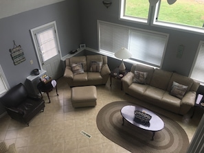 Living room view from loft area