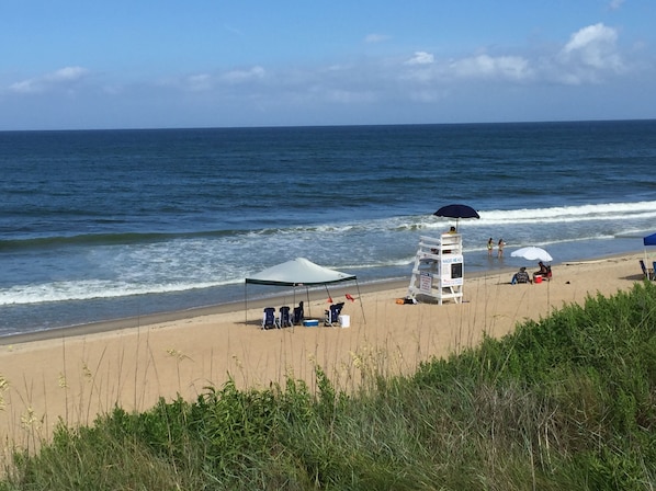 Lifeguard stand steps from house