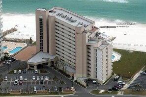 Aerial view of Perdido Sun looking towards gulf.  Unit  is shown with arrow. 