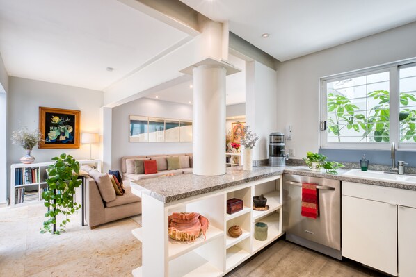 Integrated living room and kitchen