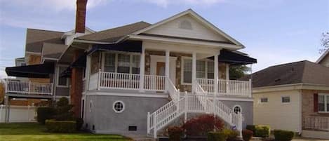 This is the front of our property.  The porch is for the upper unit rental.