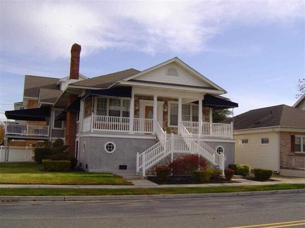 This is the front of our property.  The porch is for the upper unit rental.