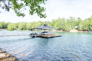 Deep water dock with wide swim platform