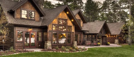 Lakeside view of cabin