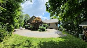 Upper Level View of 181 Sunrise Lane with Circular Driveway and Portico