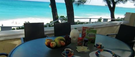 You cannot get closer to Paradise Island beach! Breakfast view.