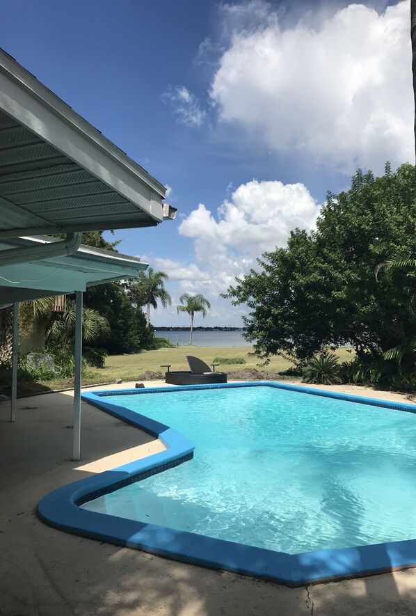 the pool area looking towards the bay