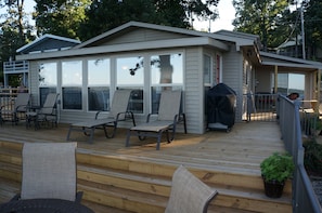 New oversize deck, view of the lake side of home.