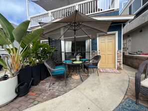 Al fresco dining right outside your front door. 