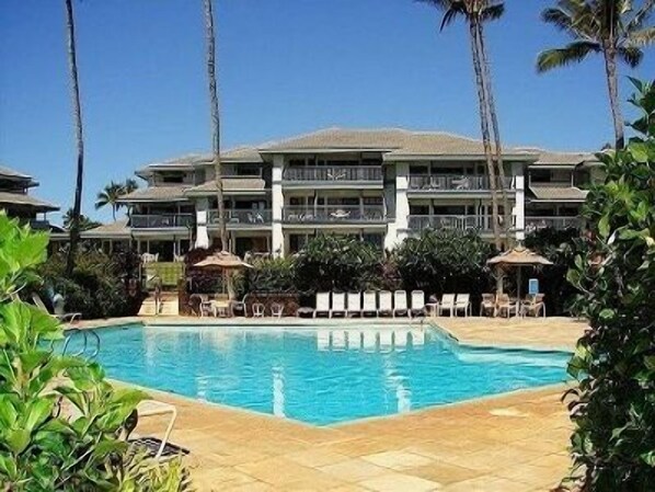 Poipu Sands 211 has the perfect location (lower left corner)