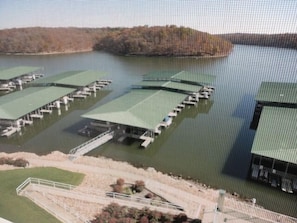 Overlooking the State park with lots of coves for boating & skiing.