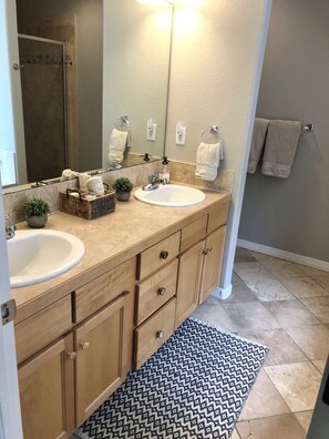 Spacious, spa-like 5 piece master bathroom.