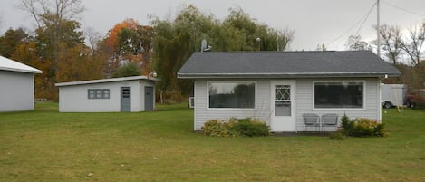 Front of cabin facing lake